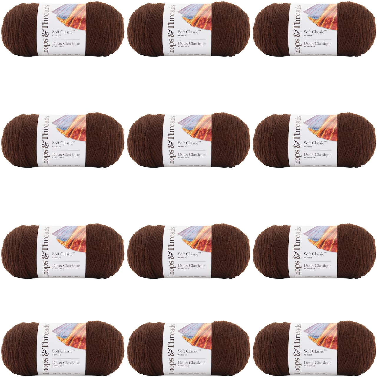 12 Pack: Soft Classic™ Solid Yarn by Loops & Threads®